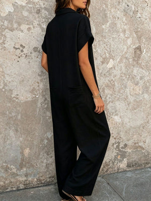 coastal jumpsuit in Dark Blue with collared