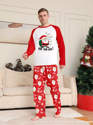 classic pajama set in red with crew neck