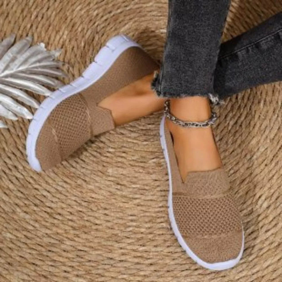 Dark Gray Round Toe Flats Slip-ons