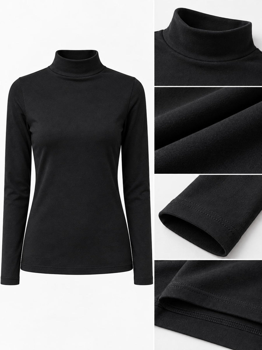 Slim-Fit Mock Neck Long Sleeve T-Shirt Plus Size in white