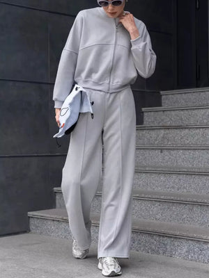 Light Gray relaxed lounge set with crew neck