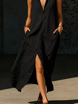 coastal maxi dress in rust with collared