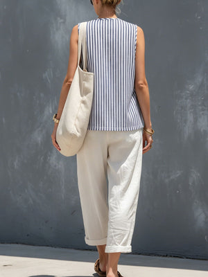 Blue matching set with full-length and button-front