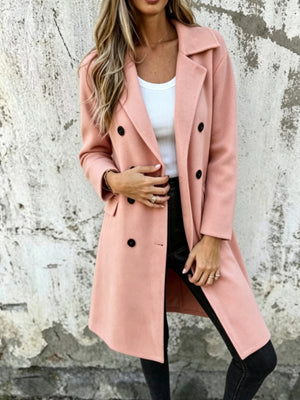 overcoat in Gray with double-breasted and knee-length