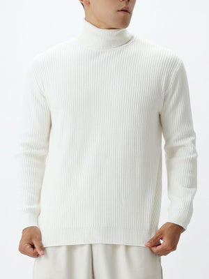 turtleneck sweater in Apricot with ribbed and hip-length