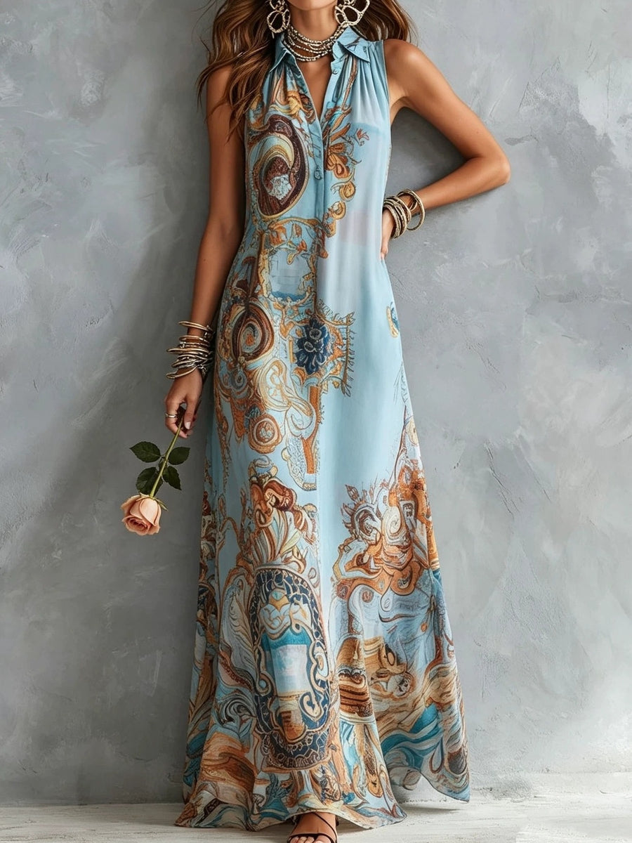 Light Blue shirt dress with maxi and button-front