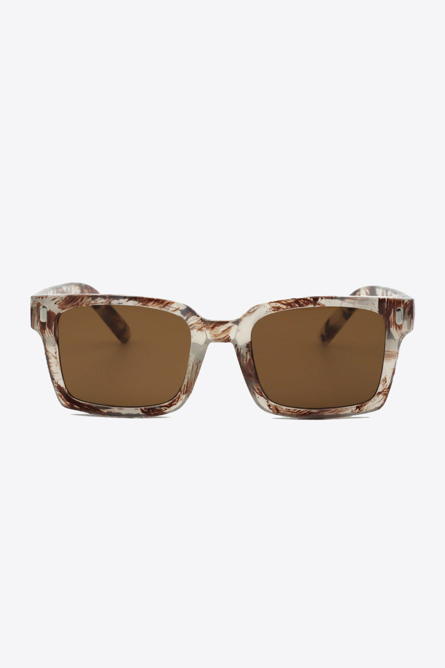 Marble effect rectangular sunglasses in chestnut with brown lenses.