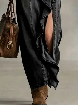 Black maxi dress with maxi and button-front