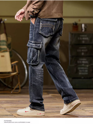 72 cargo jeans in dark wash denim with loose silhouette