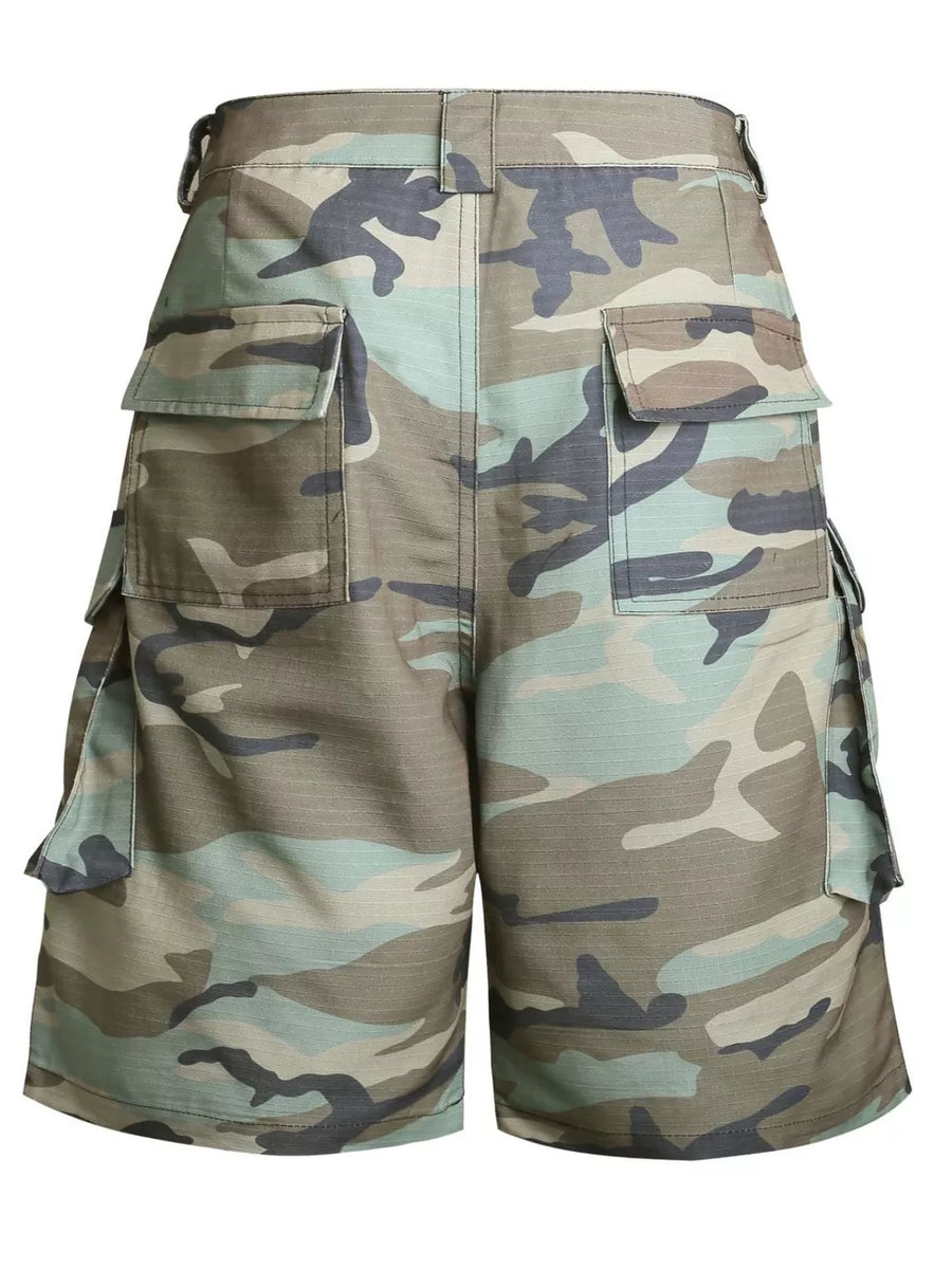 Men's Star Camouflage Cargo Capris in Green Camouflage
