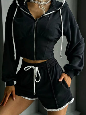 Pink relaxed zip hoodie with hooded