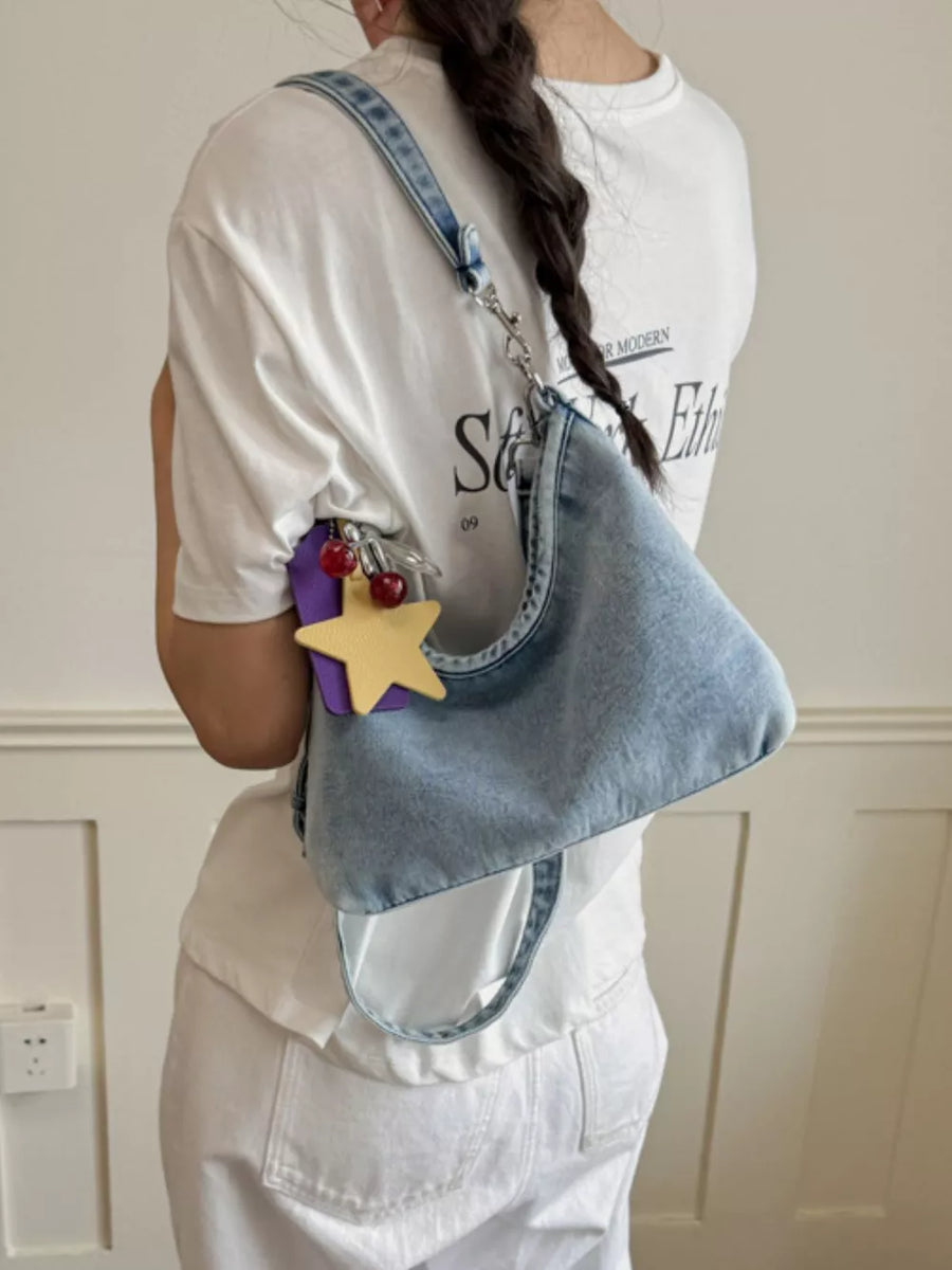 Star Charm Denim Shoulder Bag option 8