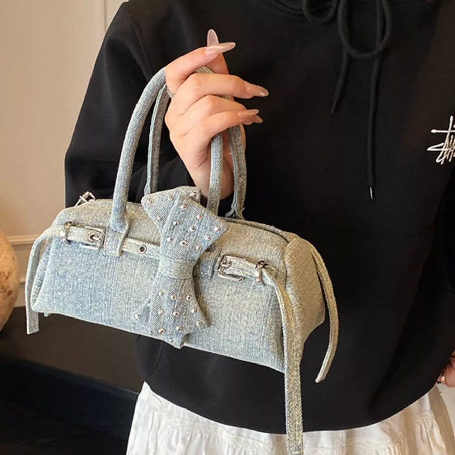 Denim Bow Accent Crossbody Bag option 5