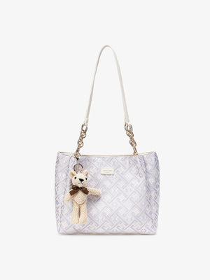 handbag in light blue with geometric and detachable charm