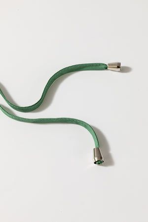 Moss green blouse drawstring with silver hardware detail