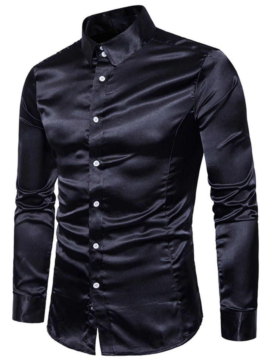 Khaki button-up shirt with collared and long sleeve