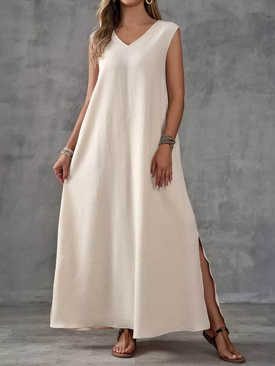 100% polyester Care instructions: Machine wash cold maxi dress in White with loose silhouette