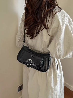 crossbody bag in Black with buckle detail and small