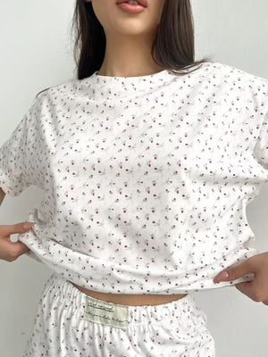White pajama set with mini and pullover