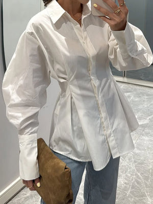 classic button-down shirt in White with collared