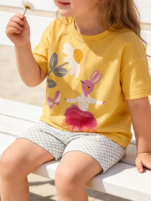 Vonili kids bunny graphic tee and shorts set
