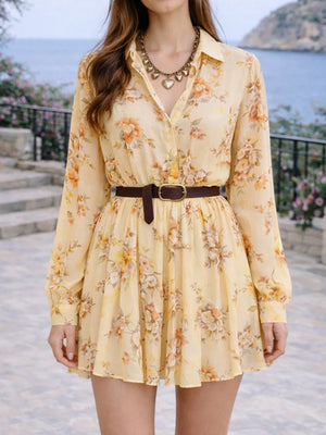 Green A-line shirt dress with collared
