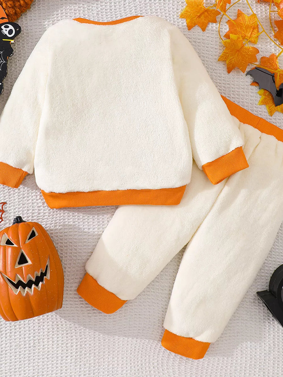pajama set featuring graphic-print in orange with 65% cotton, 35% polyester Care instructions: Machine wash cold texture