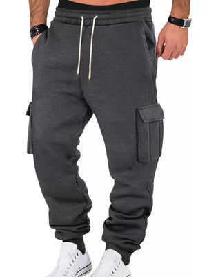 Men's Full Size Casual Joggers Multi-pocket in Navy Blue with drawstring