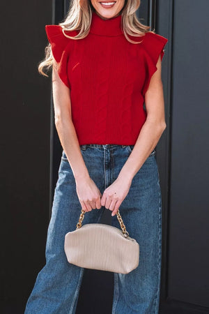52% viscose, 26% polyester, 22% polyamide Care instructions: Machine wash cold turtleneck sweater in Scarlet with slim