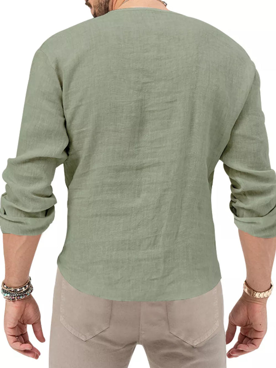 Men's Slim Fit Long Sleeve Blouse Plus Size in White, view 18
