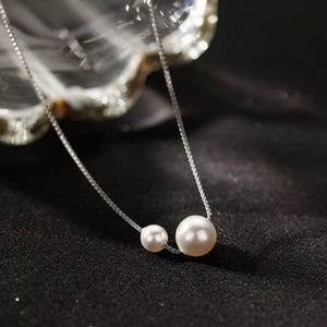 925 Sterling Silver Pearl Necklace in silver with pearl accent