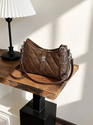 PU Leather Imported Size & crossbody bag in chocolate brown with structured silhouette