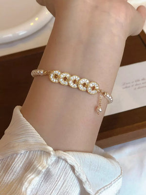 Synthetic Pearl,18K Gold-Plated,Alloy,Zircon Care instructions: Avoid wearing du ACCESSORIES in Gold with fitted silhouette