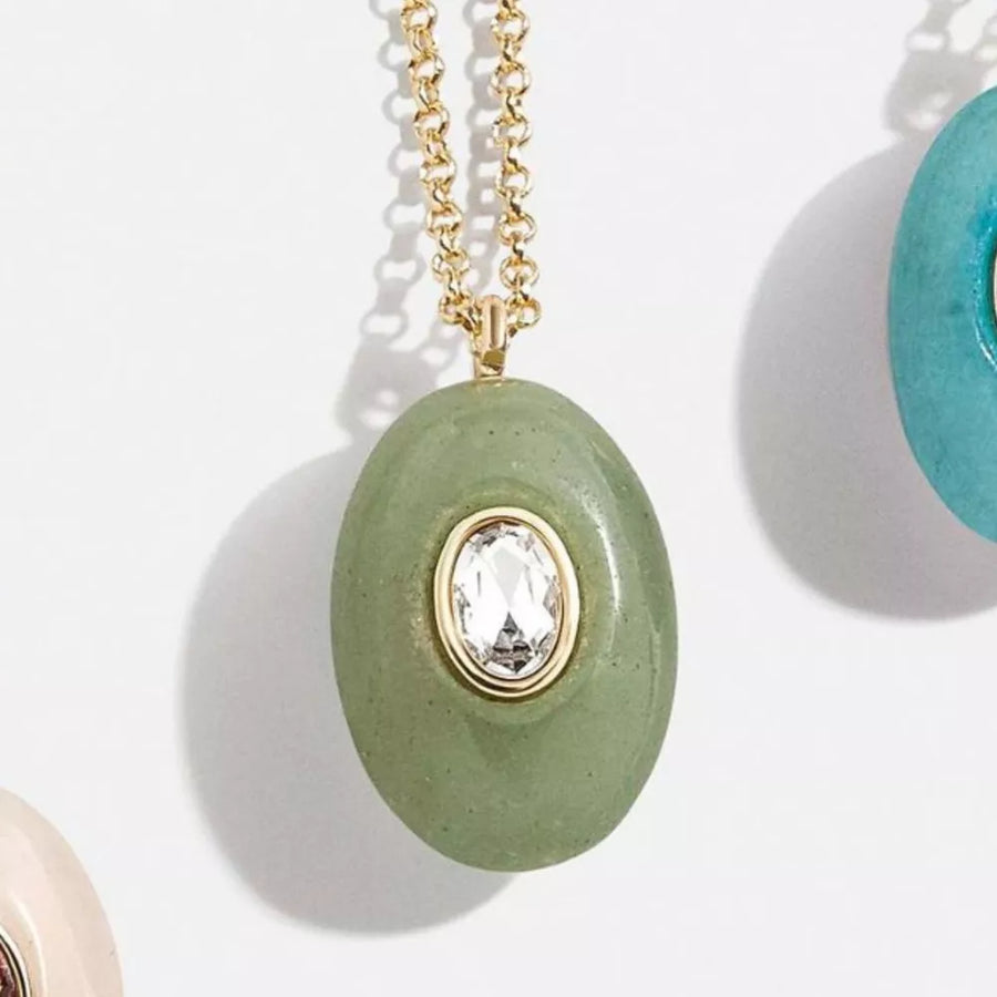 Mauve delicate chain with oval pendant necklace with not applicable