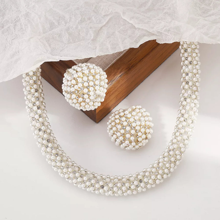 Synthetic Pearl,Alloy,Rhinestone Care instructions: Avoid wearing during exercis Jewelry Set in Style B with choker