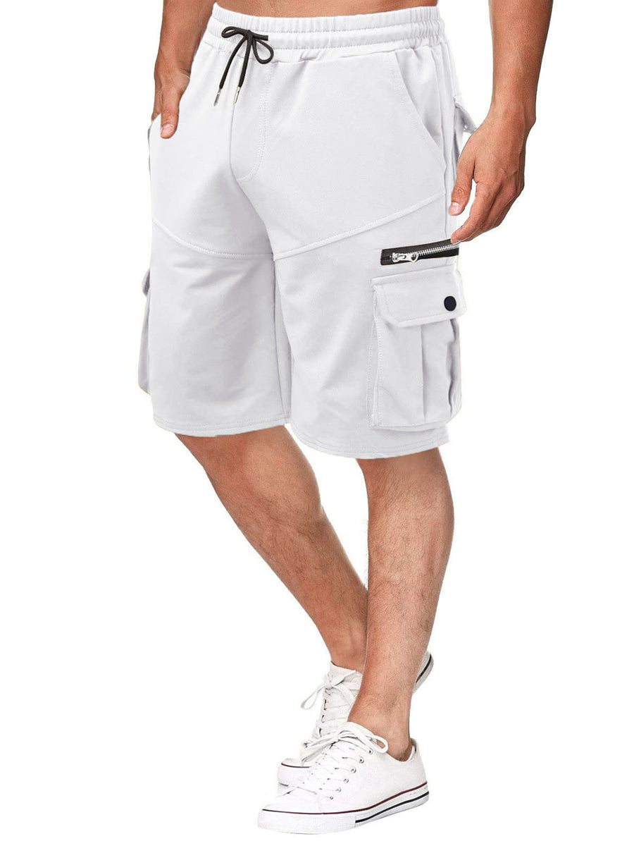 cargo shorts in Army Green with drawstring waist and bermuda