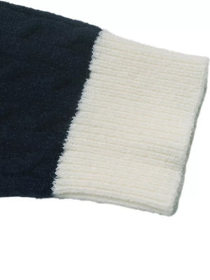 pullover sweater featuring cable knit in Navy with 100% polyester Care instructions: Machine wash cold texture