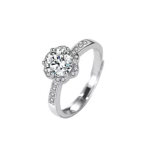 1 Carat Moissanite 925 Sterling Silver Ring in clear with moissanite stone