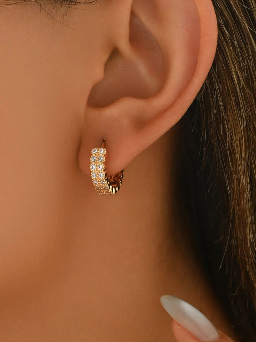 18K Gold-Plated,Stainless Steel,Zircon Care instructions: Avoid wearing during e earrings in clear with hoop silhouette