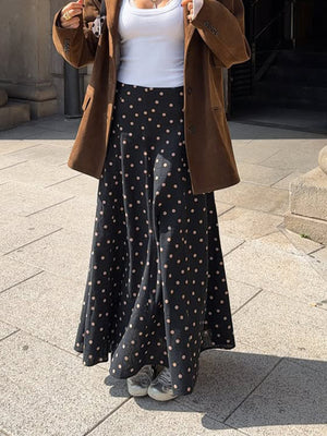 black A-line skirt with midi and side-zip