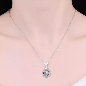 necklace in silver featuring moissanite stone and straight fit