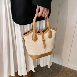PU Leather Imported Size & handbag in Cream with structured silhouette