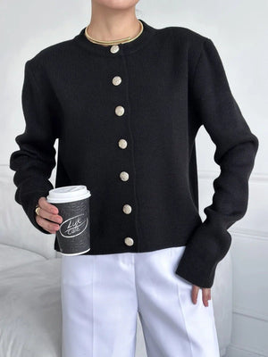 cardigan in Khaki with crew neck and short sleeve