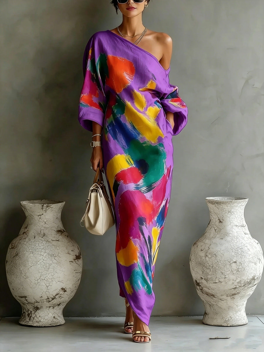Fuchsia Pink maxi dress with pockets and elbow sleeve