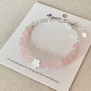 bracelet in blush pink with floral and beaded