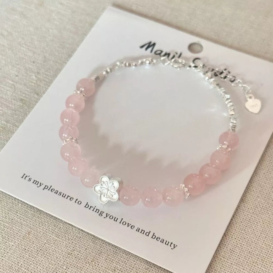 bracelet in blush pink with floral and beaded
