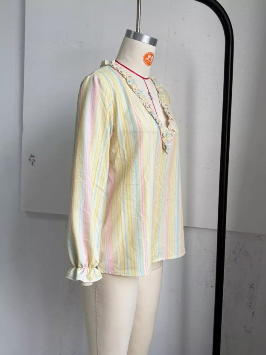 light blue blouse with stretch and long sleeve