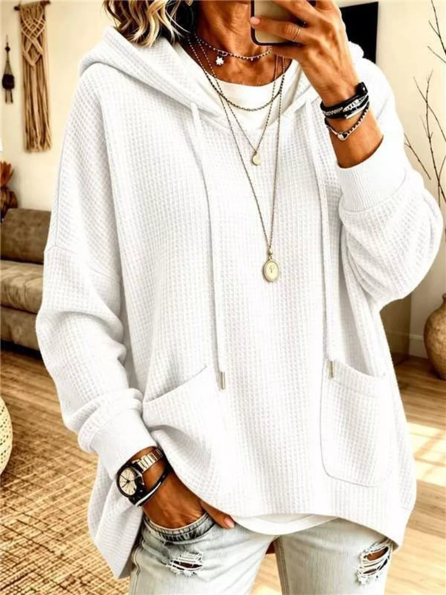 Burgundy relaxed pullover hoodie with hooded