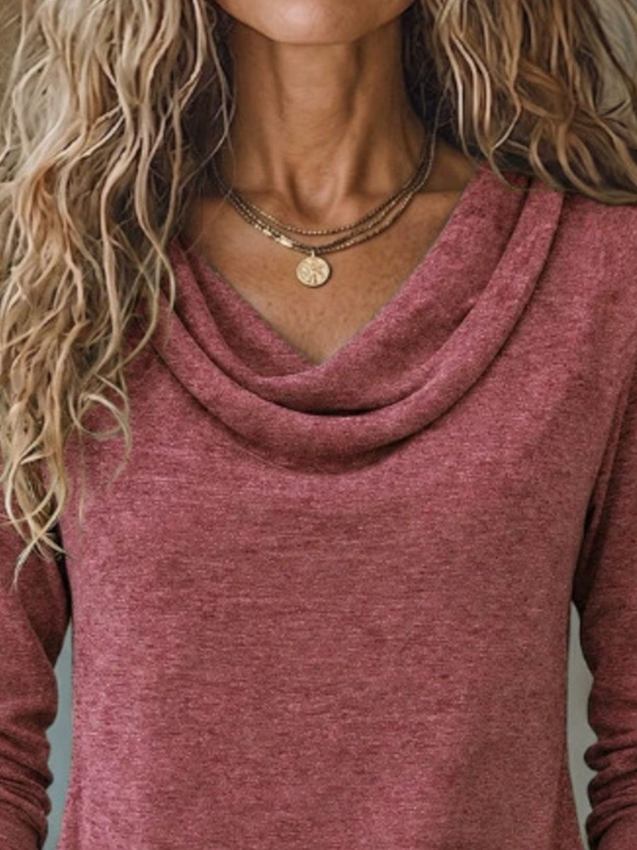Cerise relaxed t-shirt with cowl neck