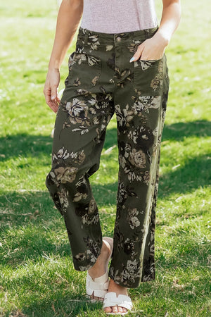 Vintage Floral Print High Waist Wide Leg Jeans option 3